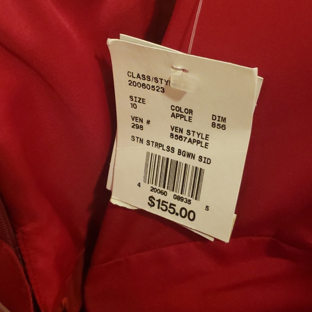 David's Bridal red strapless dress - Picture 3 of 6